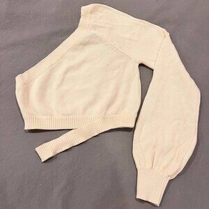 NEW Champagne Asymmetrical One Shoulder cropped Sweater